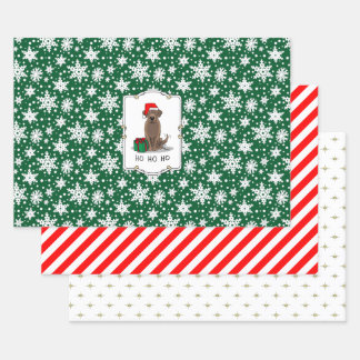 Feuille De Papier Cadeau Christmas Père Noël Chocolat Labrador Retriever Dr