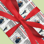 Feuille De Papier Cadeau Christmas Photo Collage Holiday Journal rouge<br><div class="desc">Extra Extra Lisez tout à ce sujet. The North Pole Times vous apporte les derniers et les plus grands articles d'actualité du Pôle Nord, Ce design comprend un emballage cadeau de Noël, rouge et blanc, mignon blanc, rayures de sucre de canne, un bulletin de presse, minimaliste, un classique traditionnel, et...</div>