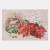 Feuille De Papier Cadeau Christmas Poinsettias Vintage (Devant 2)