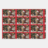 Feuille De Papier Cadeau Christmas Puppy, Santa, Reindeer (Devant)