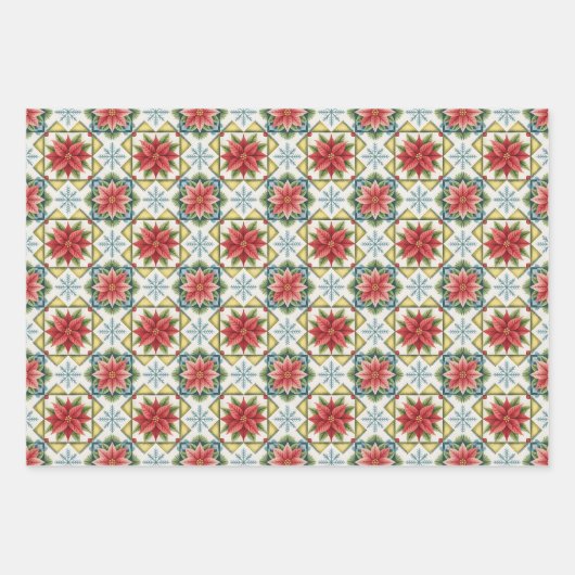 Feuille De Papier Cadeau Christmas Red and Green Classic Patchwork Pattern (Devant 3)