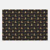 Feuille De Papier Cadeau Christmas Reindeers on Red, Black and White (Devant 2)