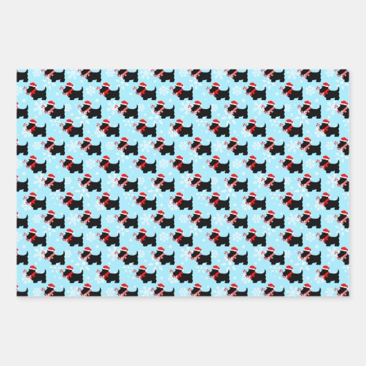 Feuille De Papier Cadeau Christmas Scottie Dogs Pattern Wrapping Paper Shee (Devant 3)