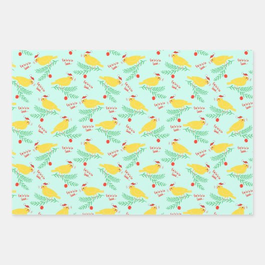 Feuille De Papier Cadeau Christmas Singing Canary Pattern (Devant)