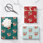 Feuille De Papier Cadeau Christmas Sloths<br><div class="desc">Adorable fentes de Noël design motif.</div>