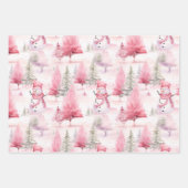 Feuille De Papier Cadeau Christmas Snowmen Pink Coordination (Devant)