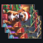 Feuille De Papier Cadeau Christmas Staffordshire Bull Terrier<br><div class="desc">Portant Un Chapeau De Père Noël Et Entouré De Cadeaux De Noël,  La Photo Est Fatiguée.</div>