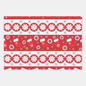 Feuille De Papier Cadeau Christmas Stockings Trees and Snowflakes Red (Devant)