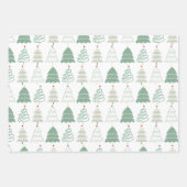 Feuille De Papier Cadeau Christmas Tree Pattern in Retro Green Blue Russet (Devant)