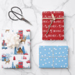 Feuille De Papier Cadeau Christmas Winter Wonderland<br><div class="desc">Nos feuillets d'écouvillonnage Winter Wonderland présentent l'aquarelle d'un paysage blanc hivernal de terres merveilleuses avec de la neige sur le cabine,  des pins et des rennes dans la cour.</div>