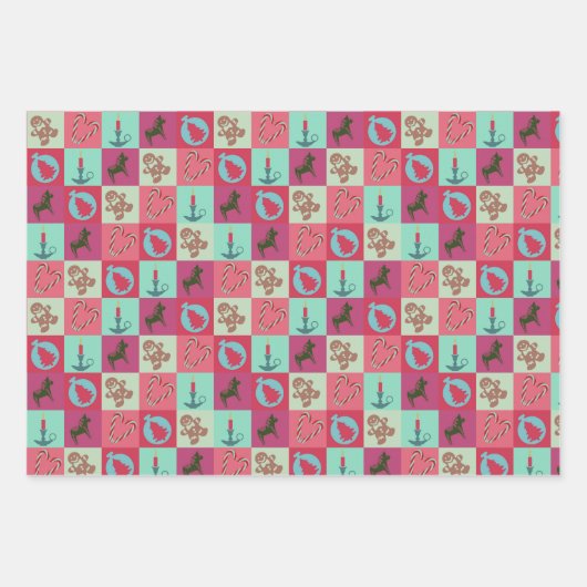 Feuille De Papier Cadeau Christmas Wrapping Paper Flat Sheet Set of 3 (Devant)