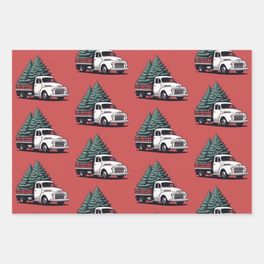 Feuille De Papier Cadeau Christmas Wrapping Paper | Tree Truck Pattern (Devant 3)