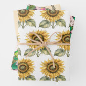 Feuille De Papier Cadeau Chute capricieuse, Fleurs de soleil, Grenouilles, (En situation)