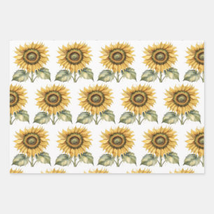 Feuille De Papier Cadeau Chute capricieuse, Fleurs de soleil, Grenouilles, 