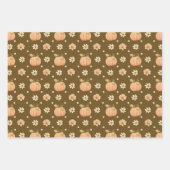 Feuille De Papier Cadeau Chute Florale Citrouille rose orange moderne (Devant 2)