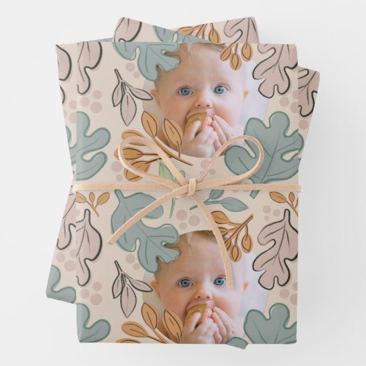Feuille De Papier Cadeau Chute Whimsical Pastel Foliage Motif & Photo (En situation)