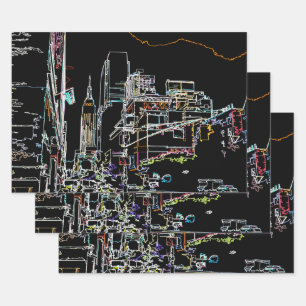 Feuille De Papier Cadeau Ciel coloré de Manhattan