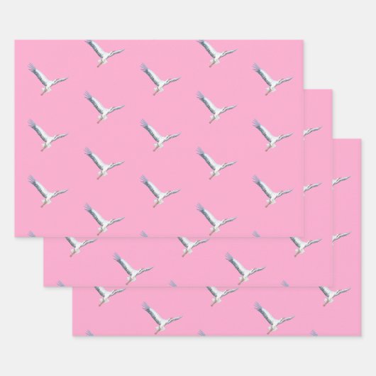 Feuille De Papier Cadeau cigognes blanches volant (Lot)