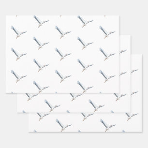 Feuille De Papier Cadeau cigognes blanches volant