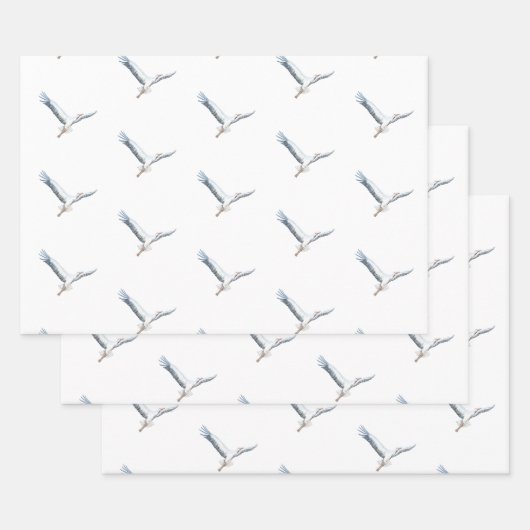 Feuille De Papier Cadeau cigognes blanches volant (Lot)