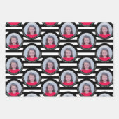 Feuille De Papier Cadeau Circle One Photo Happy Birthday Greeting - Stripes (Devant 3)