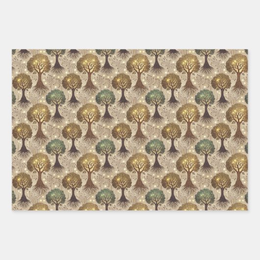 Feuille De Papier Cadeau Circuit Board and Trees Roots (Devant)