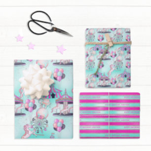 Feuille De Papier Cadeau Cirque d'anniversaire personnalisé