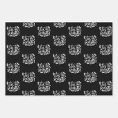 Feuille De Papier Cadeau Citations de Noël noir et blanc moderne Cadeau (Devant 3)