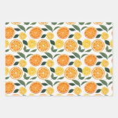 Feuille De Papier Cadeau Citron et Motif d'agrumes orange (Devant)
