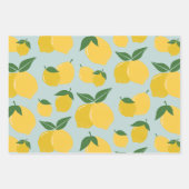 Feuille De Papier Cadeau Citron Motif Fruit Rétro Jaune Sur Vert (Devant 2)