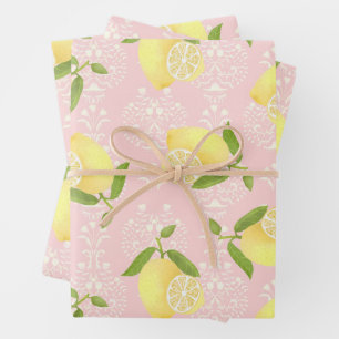 Feuille De Papier Cadeau Citron Motif Love Peach