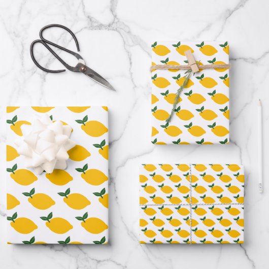 Feuille De Papier Cadeau Citron Motif Mignon Mariage Sur Mesure Anniversair (Recto)