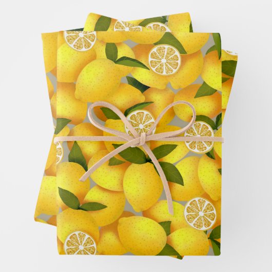 Feuille De Papier Cadeau Citron plein (En situation)