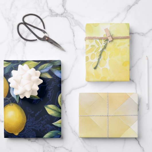 Feuille De Papier Cadeau Citron rustique élégant (Recto)