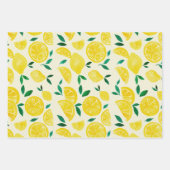 Feuille De Papier Cadeau citrons d'aquarelle - jaune et vert (Devant)