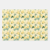 Feuille De Papier Cadeau Citrons élégants sur jaune (Devant)