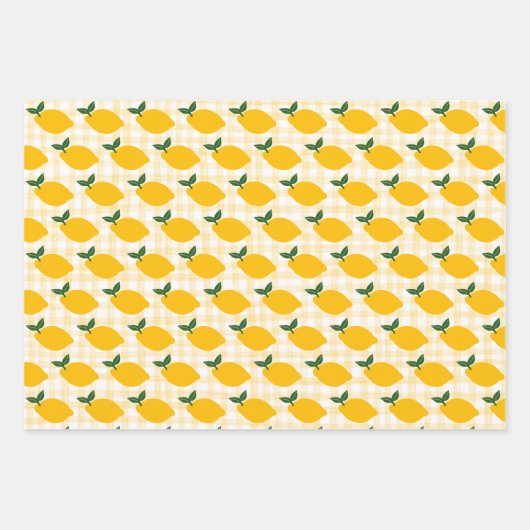 Feuille De Papier Cadeau Citrons En vichy jolie Fête des mariées PERSONNALI (Devant 2)