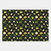 Feuille De Papier Cadeau Citrons et Motif de feuillage (Devant 3)