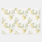 Feuille De Papier Cadeau Citrons Jaunes Fête de Mariage (Devant 3)