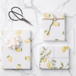 Feuille De Papier Cadeau Citrons Jaunes Fête de Mariage