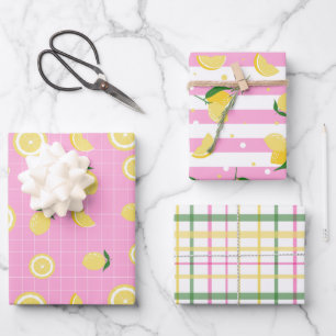 Feuille De Papier Cadeau Citrons jaunes roses Amalfi Italie 1