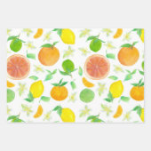 Feuille De Papier Cadeau Citrons Orange Pamplemousse Citrus Lime Vert  (Devant)
