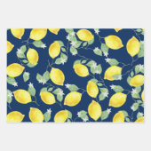 Feuille De Papier Cadeau Citrons rustiques et bleu marine (Devant 2)