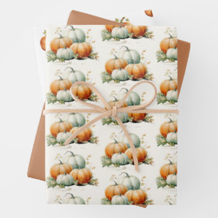Feuille De Papier Cadeau Citrouille Automne Baby shower neutre