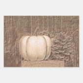 Feuille De Papier Cadeau Citrouille Blanc Or Métal Élégant Découpage Automn (Devant)