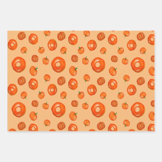 Feuille De Papier Cadeau Citrouille cidre beignets Design Parfait Halloween (Devant)