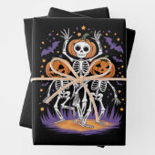 Feuille De Papier Cadeau Citrouille d'Halloween squelette dansant (En situation)