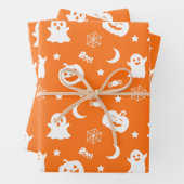 Feuille De Papier Cadeau Citrouille fantôme Spider Moon Orange Motif Hallow (En situation)