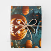 Feuille De Papier Cadeau Citrouille maléfique (En situation)