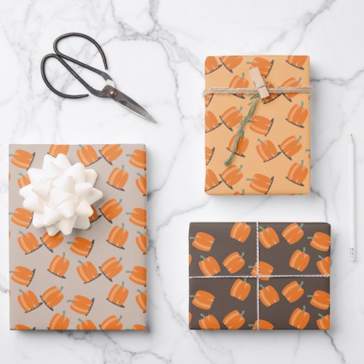 Feuille De Papier Cadeau Citrouille mignon chute Motif (Recto)